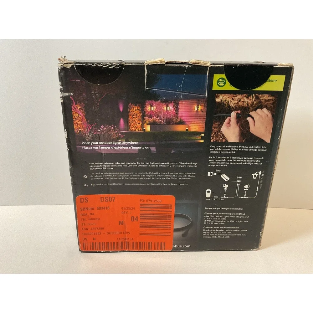 Philips Hue Outdoor Low Volt Extension Cable and Connector Smart Lighting 8.2 ft